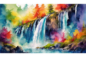 Waterfall surrounded by autumn trees, a Beauty & Fashion Photo by Igor Tichonow