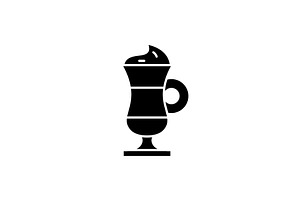 Cappuccino Black Icon, Vector Sign