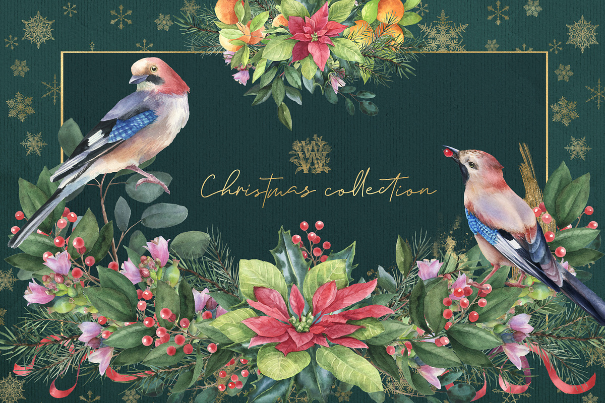 Watercolor Christmas clip art set, an Illustration by WonderWonder (Photo 15 of 21)