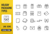 Holiday Gift Packaging Line Icons, an Outline Icon by Grand Design (Thumbnail 1 of 3)