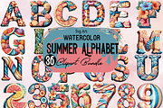 Watercolor Summer Alphabet Clipart, an Illustration by SVGArt (Thumbnail 1 of 9)