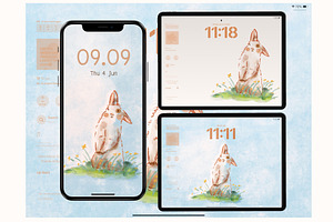 Little Bunny Watercolor Wallpaper