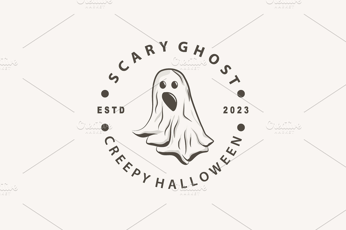 Spooky Ghost Logo Simple Halloween, a Branding & Logo Template by Maylianaw28