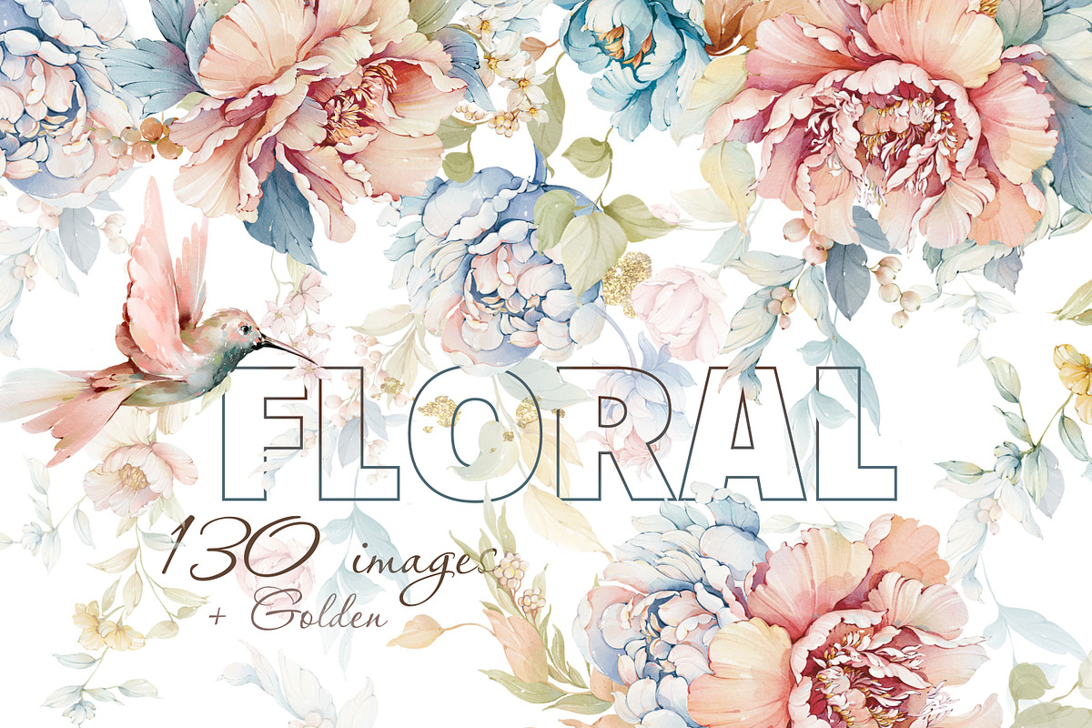 Watercolor flowers pink bloom set, a Decorative Illustration by Edith’s World (Photo 1 of 19)