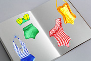 Watercolor Summer swimsuit set., a Decorative Illustration by moto_cat (Thumbnail 5 of 6)
