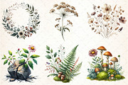 Watercolor Botanical Forest Wildflow, an Illustration by DreamCafeArt (Thumbnail 2 of 7)