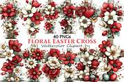 Floral Easter Cross Clipart, an Illustration by Pixels.Craft (Thumbnail 1 of 5)