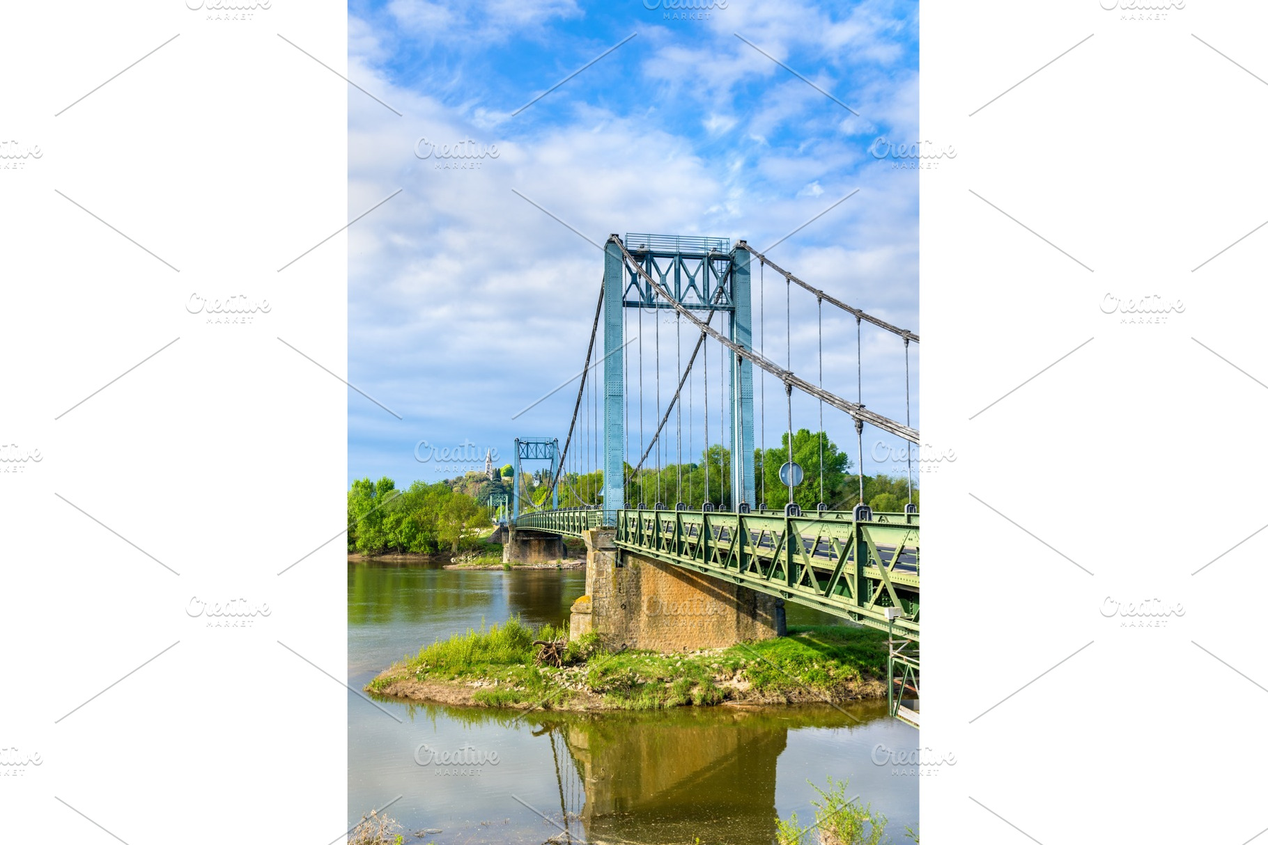 Bridge across the loire at gennes france containing france, loire, and, an Architecture Photo by Leonid Andronov