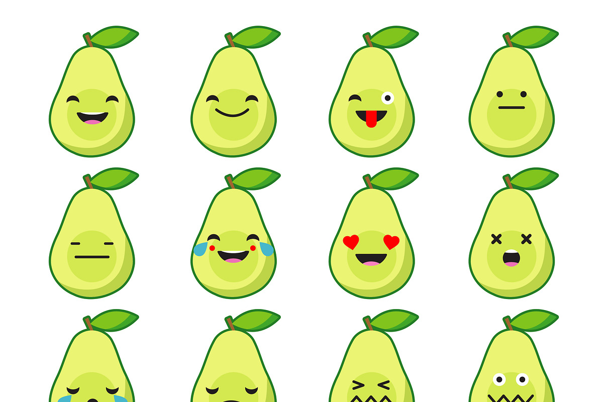 Set Emotions Avocado., an Emoji Icon by Shop seamless patterns