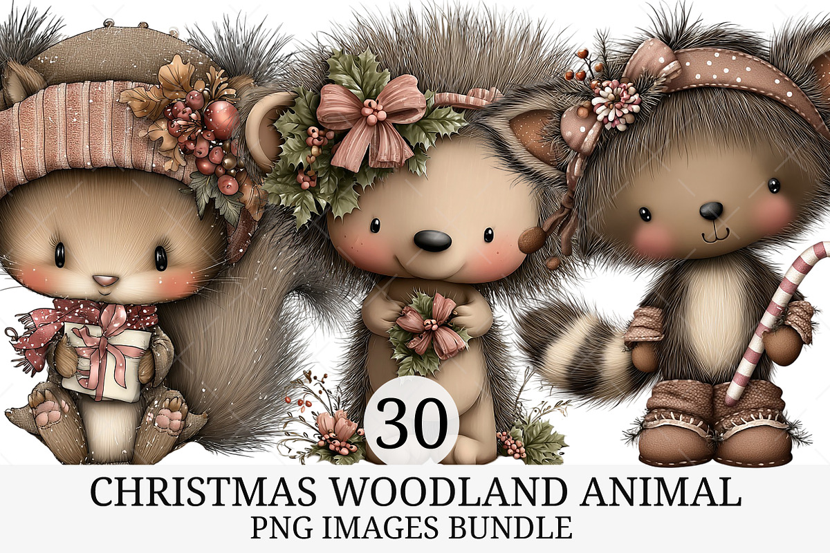 Whimsical Christmas Woodland Animal, an Illustration by Craft Nest (Photo 1 of 9)