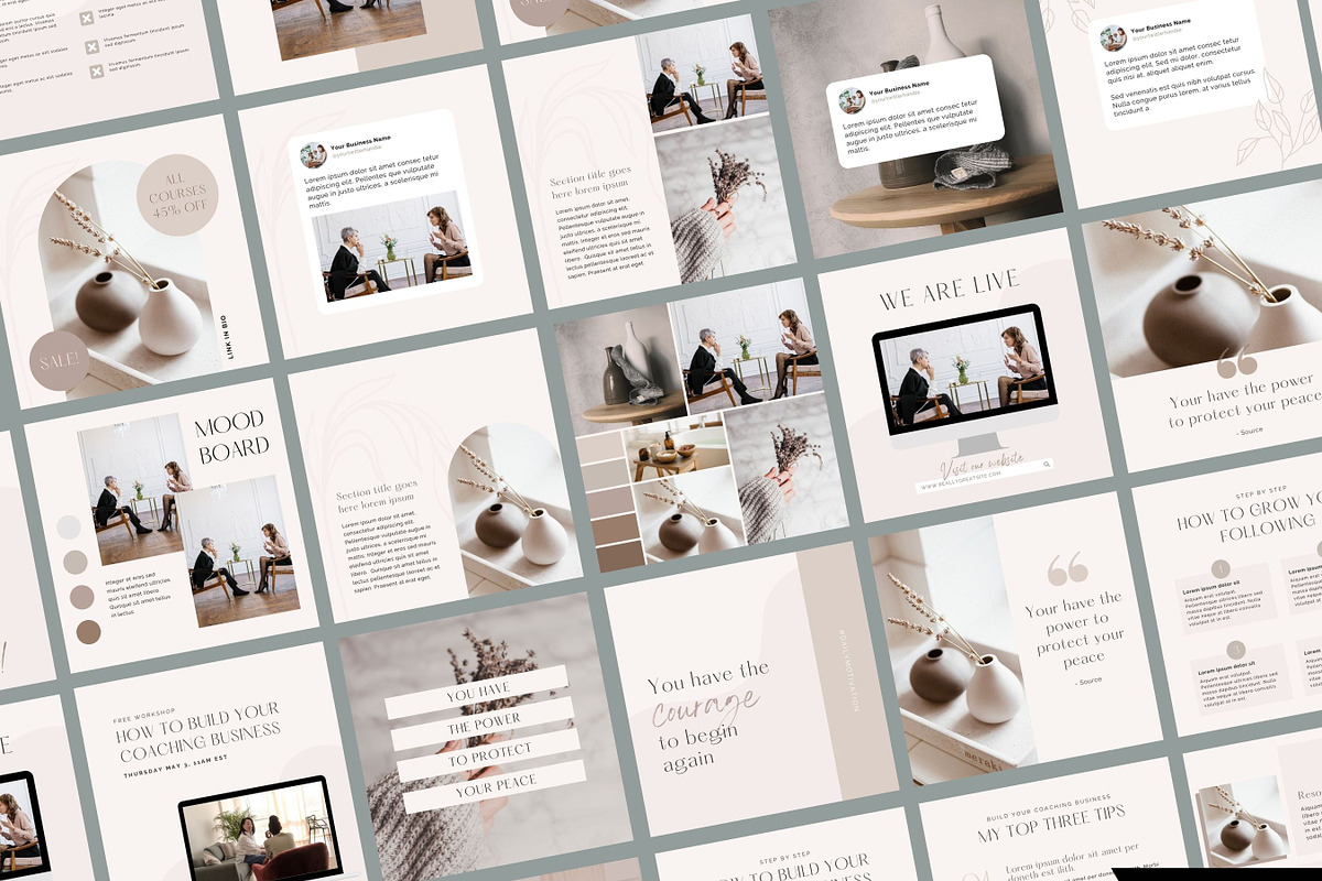 56 Boho Instagram Canva Templates, a Social Media Template by ...