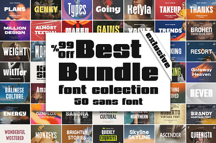Best Bundle 50 Sans Serif Font, a Sans Serif Font by Graphicxell