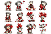 Whimsical Valentine Bear Clipart, an Illustration by Designking (Thumbnail 3 of 5)