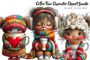 Coffee Time Character Clipart Bundle, a Seasonal Illustration by CreationArt (Thumbnail 1 of 5)