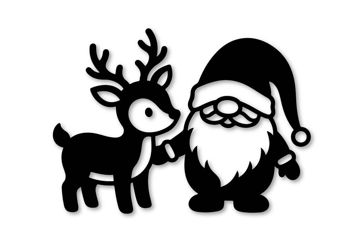 Santa Reindeer Christmas Laser Cut, a Seasonal Illustration by CraftArtStudio (Photo 2 of 3)