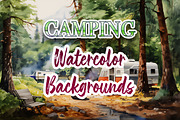 CAMPING WATERCOLOR LANDSCAPES, a Background Graphic by CrittersHub (Thumbnail 1 of 4)