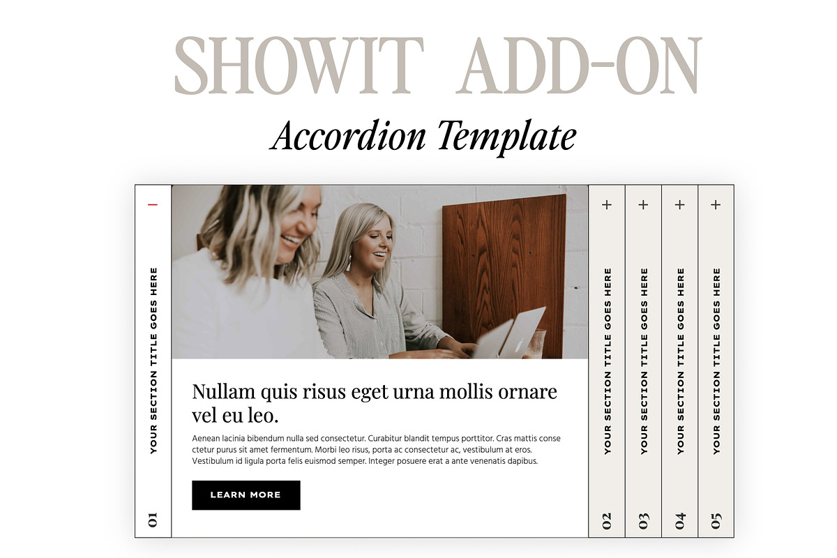 Showit Addon - Accordion Template, a Websites & App Template by Amanda Pena Design (Photo 1 of 5)