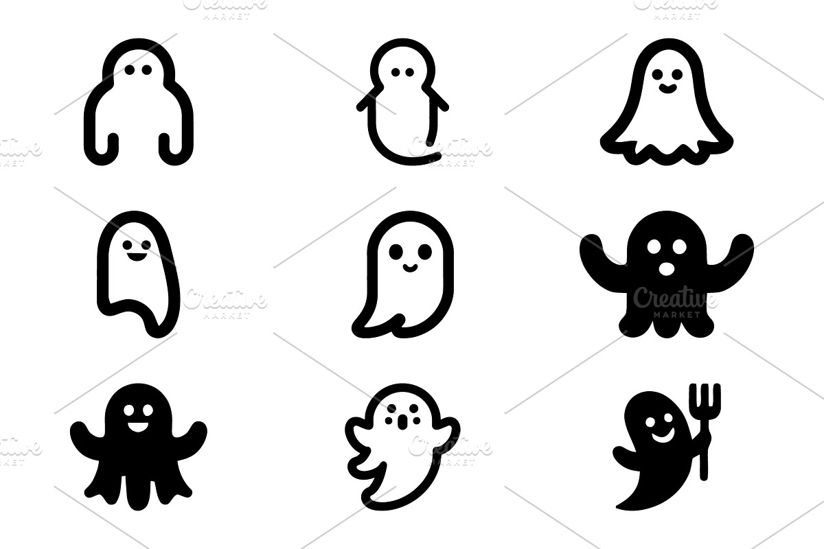 Playful Whimsical Ghost Icons, an Icon by Vectorium Studio