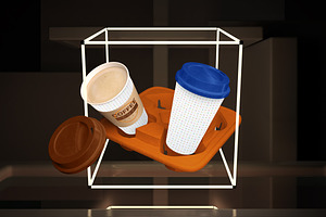 Coffee Cup Neon Mockup