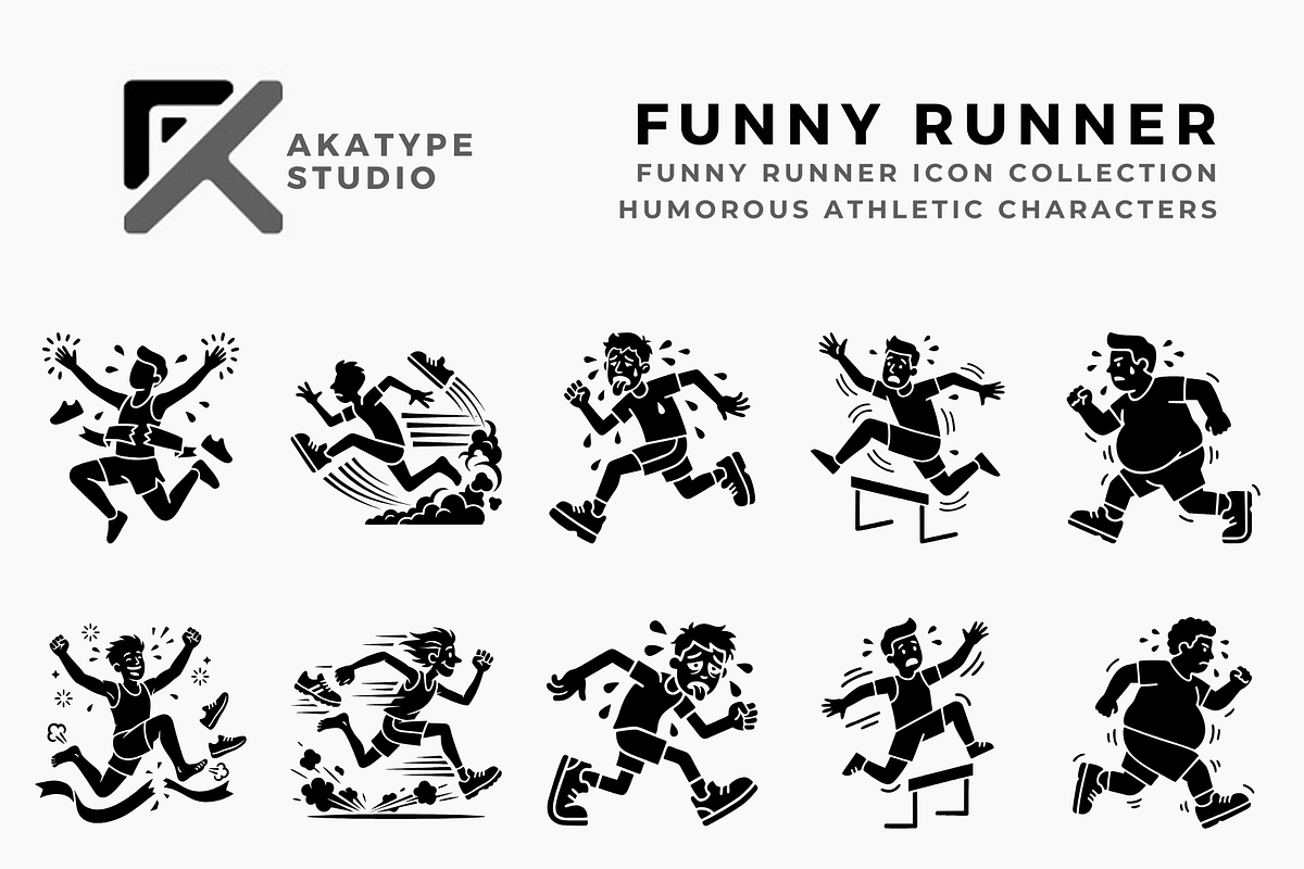 Funny Runner Icon Collection, a Solid Icon by Akatype Studio (Photo 1 of 3)