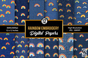 Rainbow Blue Denim Embroidery, a Pattern Graphic by Creative Store (Thumbnail 1 of 5)