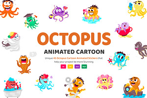 Animated Octopus Sticker Set, an Emoji Icon by Vectors Market