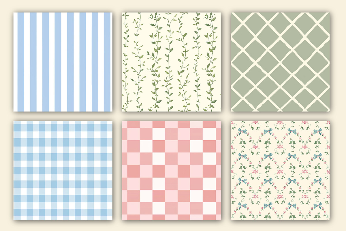 Grandmillennial Seamless Patterns, a Pattern Graphic by Libby Wishes (Photo 3 of 4)
