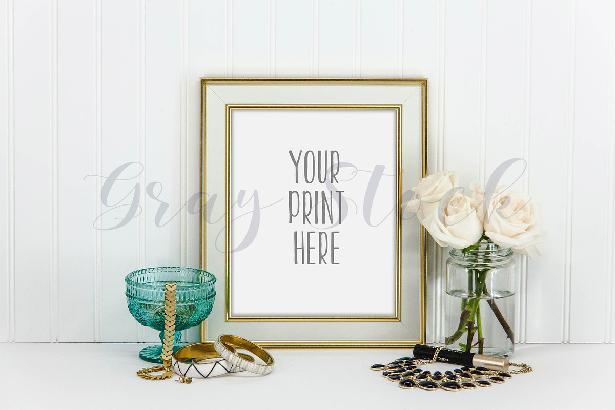 Feminine Cream Frame Mock Up, a Print Template by Gray Stock