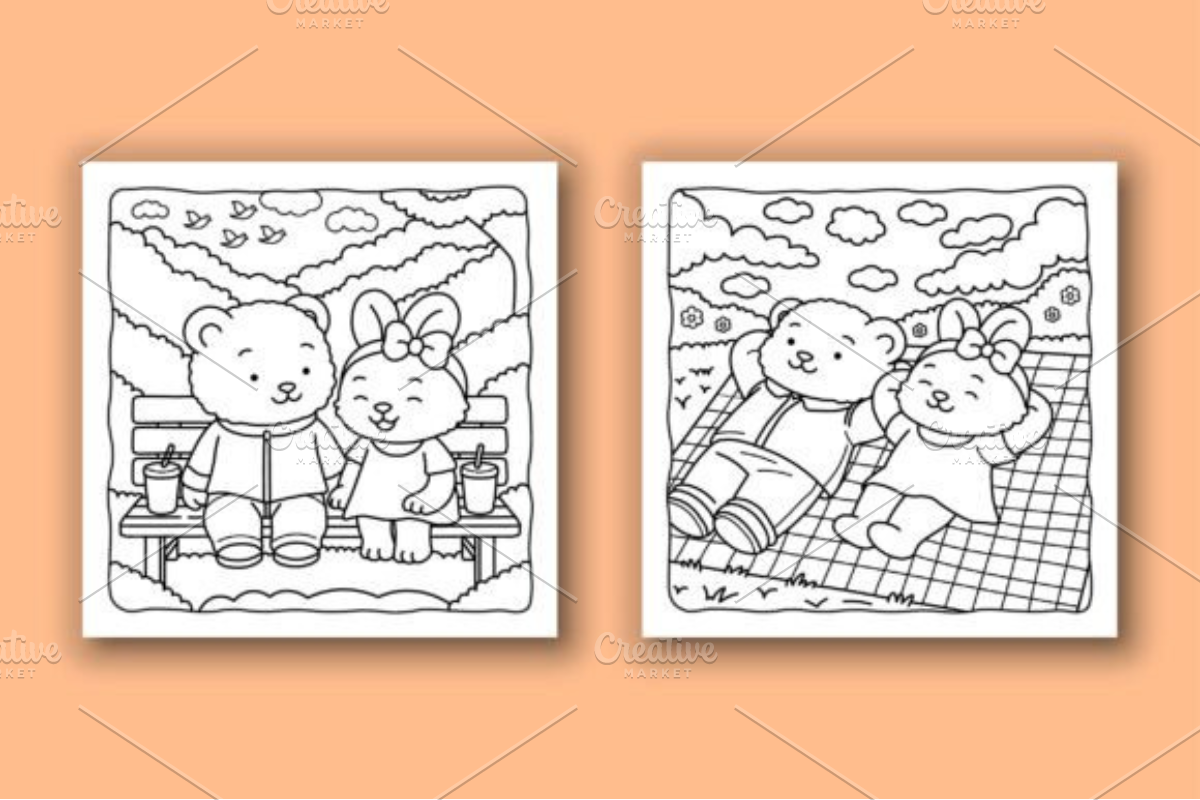 Valentine Cuties Cozy Coloring Pages, a Seasonal Illustration by Ink Gallery (Photo 3 of 4)