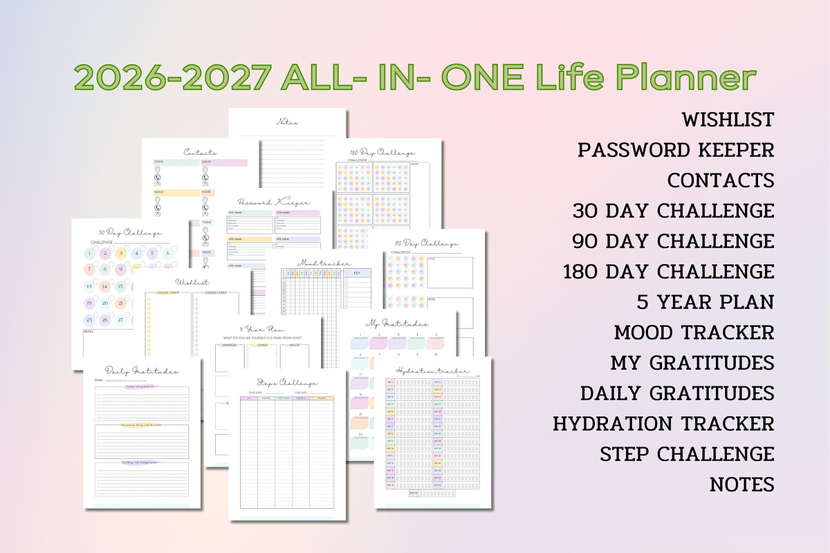 2027-2028 All in One Life Planner, a Templates & Theme by Adalin Shop (Photo 7 of 10)