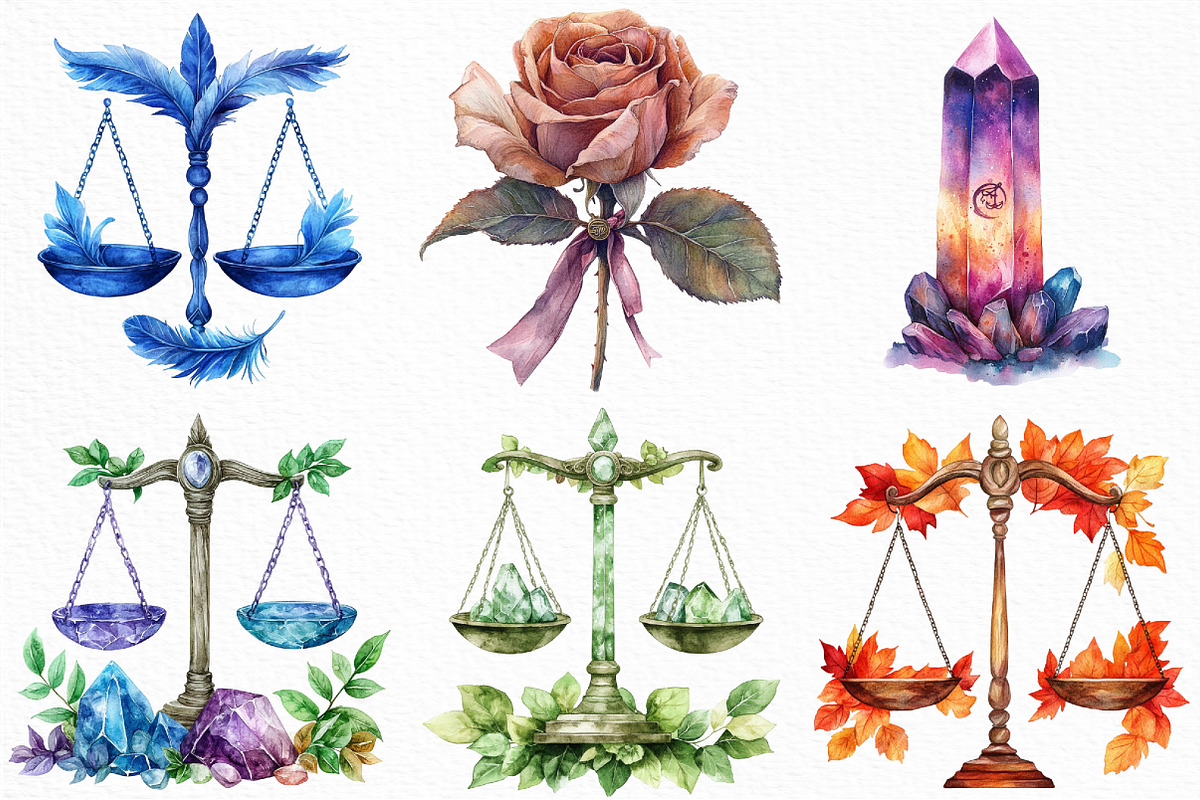 Watercolor Libra Season Clipart, an Illustration by Craft Nest (Photo 2 of 6)