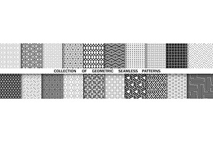 Geometric set of seamless black and, a Decorative Illustration by RODINA