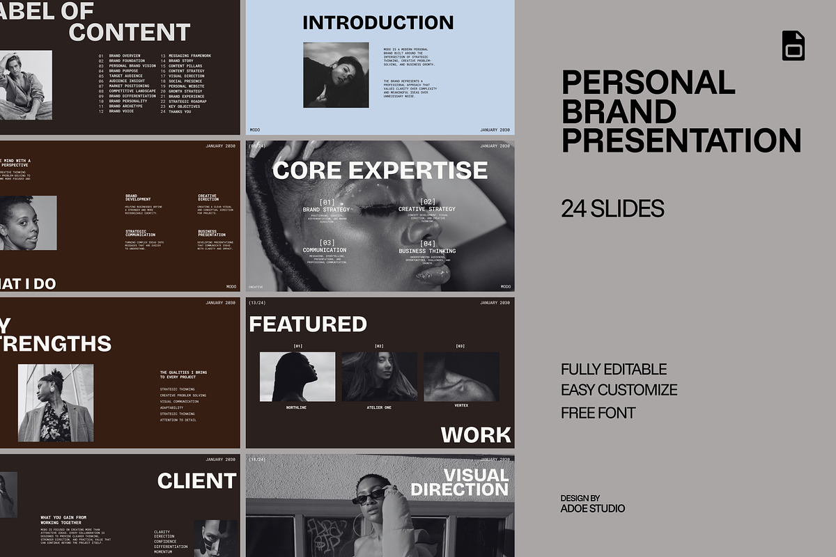 MODO-Personal Brand Google Slides, a Presentation Template by adoestudio (Photo 1 of 8)