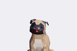 Low Poly Pug Dog