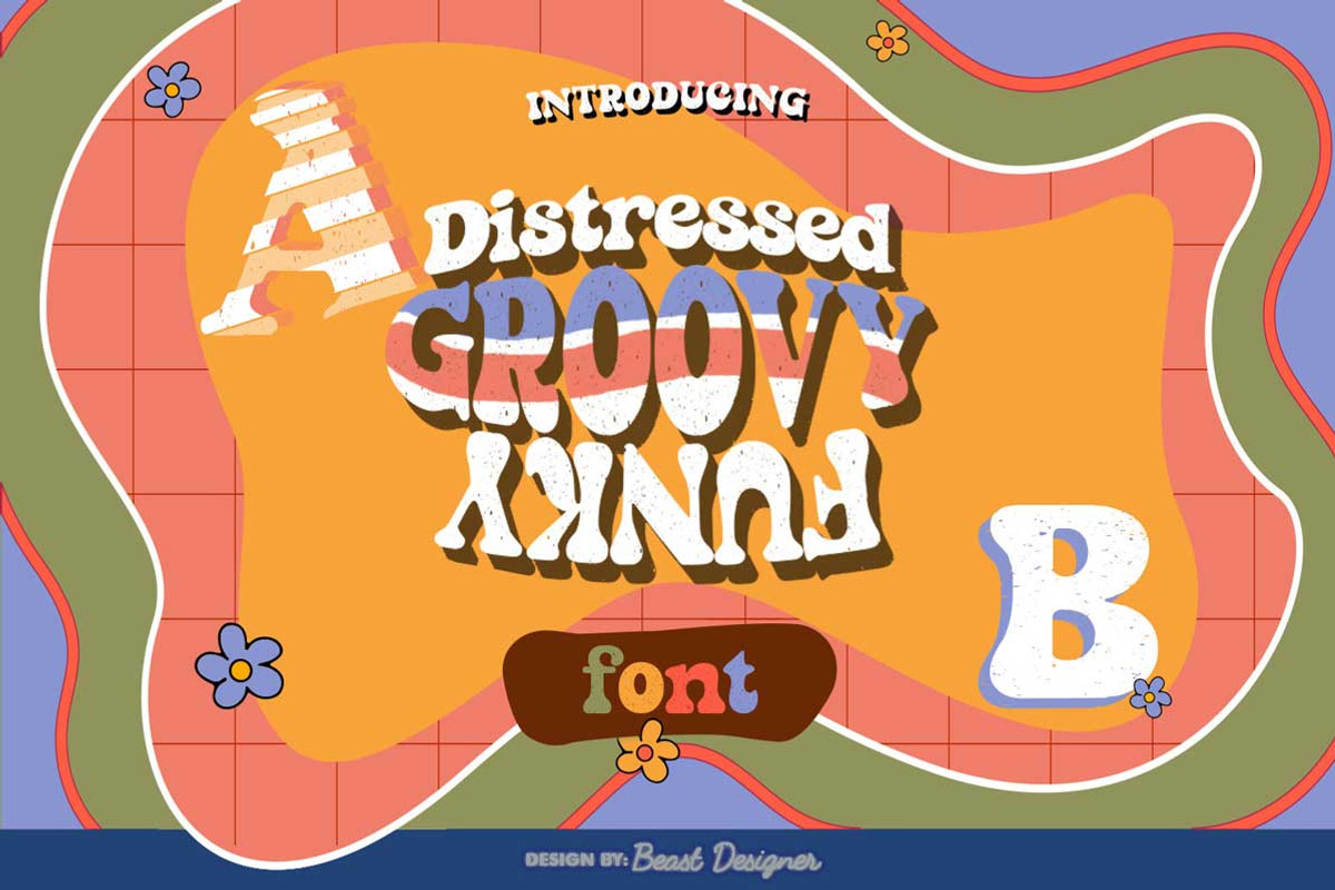Distressed Groovy Funky, a Font by Beast Designer (Photo 1 of 2)