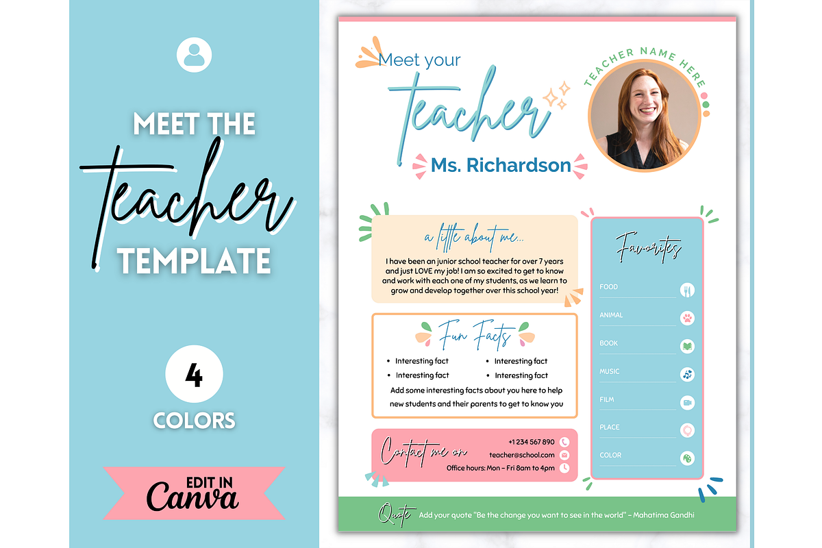 Meet the Teacher Template - Canva, a Templates & Theme by Templatables (Photo 1 of 9)