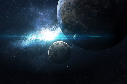 Planets over the nebulae in space this image elements furnished by nasa, an Abstract Photo by Vadim Sadovski