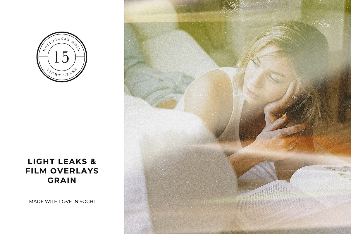 19 Light Leak & Film Grain Overlays, a Texture Graphic by Artcoast Std. (Photo 1 of 8)