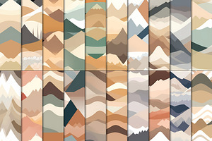 20 Seamless Neutral Mountains Set