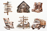Winter Farm Clipart Bundle PNG, a Decorative Illustration by Maysa Art (Thumbnail 3 of 7)