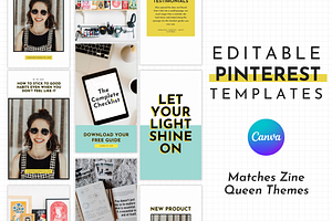 Yellow Pinterest Templates For Canva