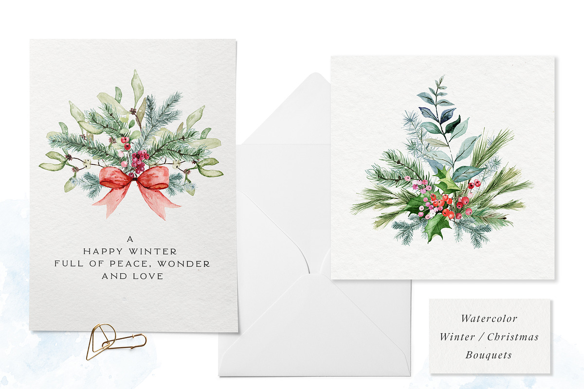 Winter Greenery Watercolor Graphics, an Illustration by studioequinox (Photo 7 of 20)