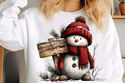 Whimsical Christmas Snowman Clipart, a Work Illustration by SinaCreation (Thumbnail 5 of 7)