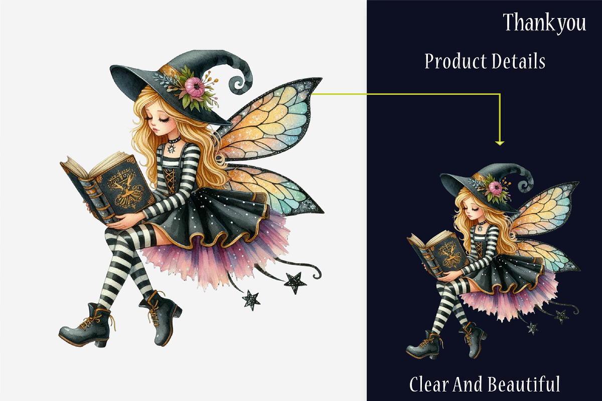 Watercolor Halloween Fairy Collectio, a Graphic by designcity5 (Photo 5 of 5)