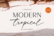 Modern Tropical Font Duo Logo Script, a Sans Serif Font by Mila Garret (Thumbnail 1 of 14)