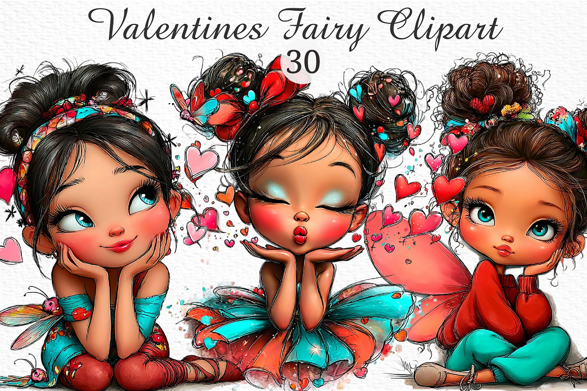 Valentines Fairy Clipart, an Illustration by Craft Nest (Photo 1 of 11)