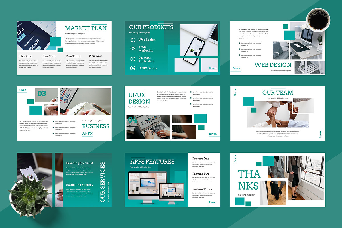 Reven - Pitch Deck Powerpoint, a Presentation Template by TMint Creative