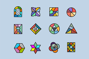 12 Stained Glass Icons, an Icon by Creative VIP