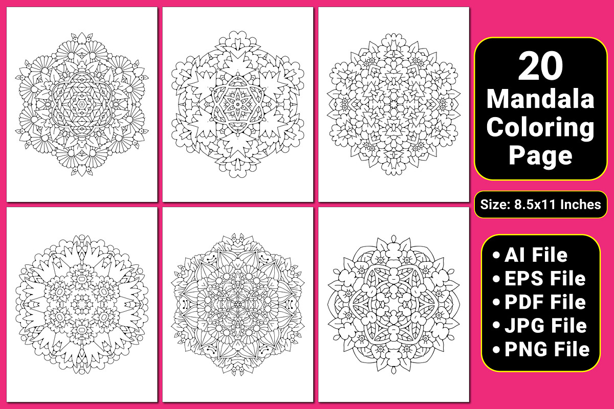 Mandala Coloring Book Pages, a Pattern Graphic by mirajeee (Photo 2 of 4)