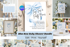 Blue Bow Baby Shower Bundle, a Presentation Template by Stellalunarts